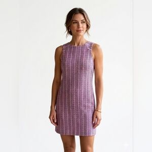 Southern Tide Audrey Shift Dress Herringbone Chevron Cotton Pink Navy Size 4